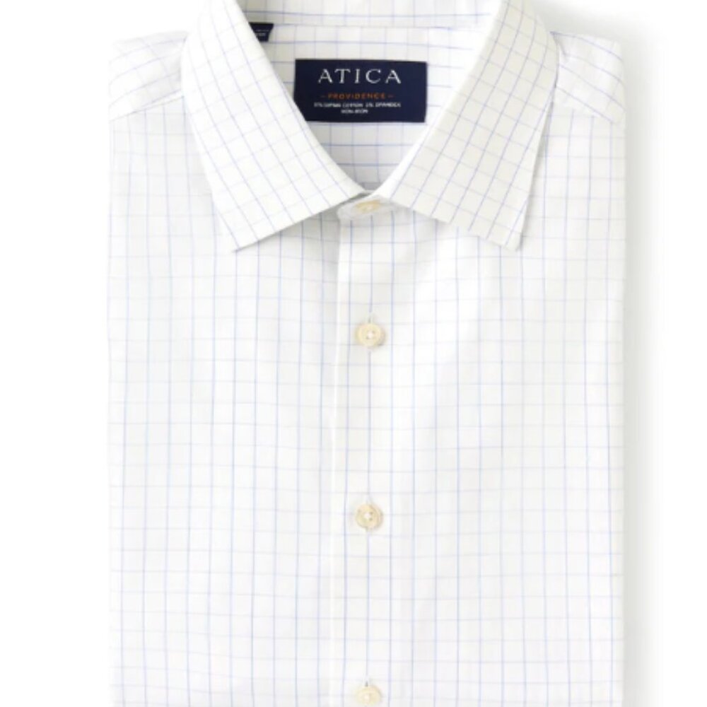 ATICA Providence White Shirt- Light Blue Windowpane